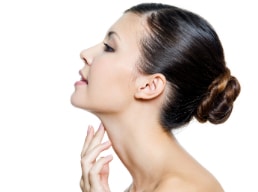 Woman considering a neck lift